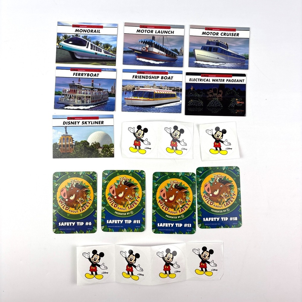 WDW 7 Transport Collection Cards Monorail Watercraft Skyliner 4 Timon Pumba Wild